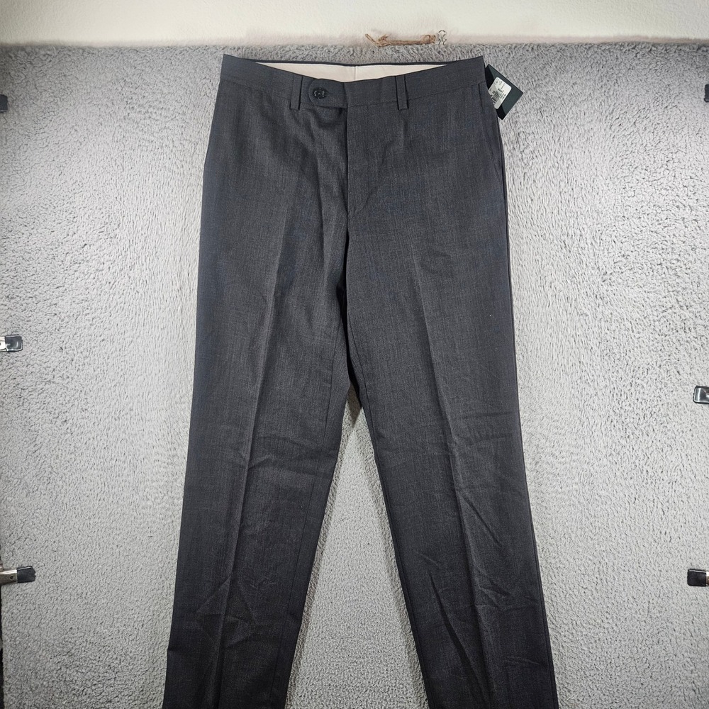 Jack Victor Montreal Spike Mens 32‎ Gray 100% Wool Dress Pants Unhemmed NWT